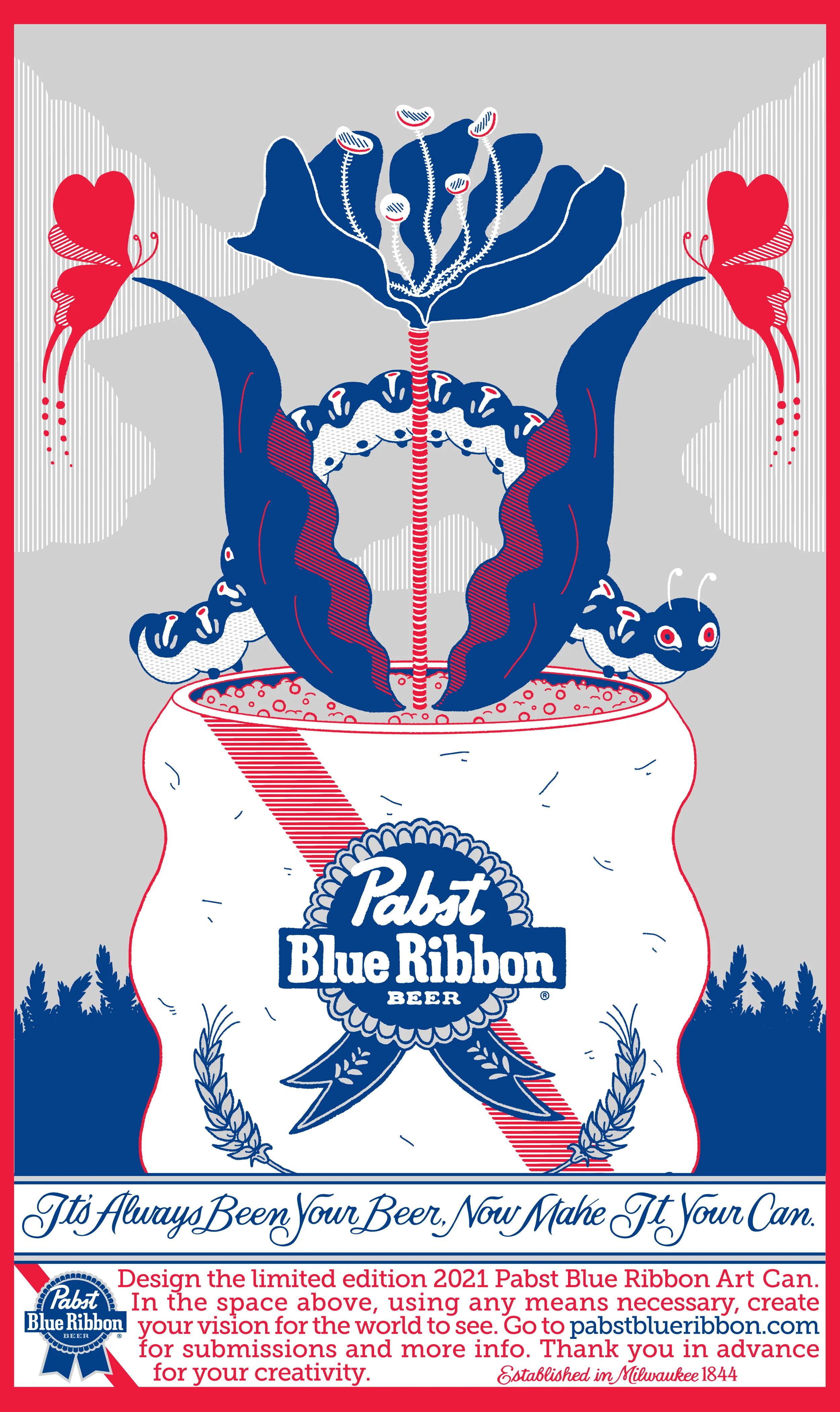 Pabst blue ribbon art can — hlee illustration